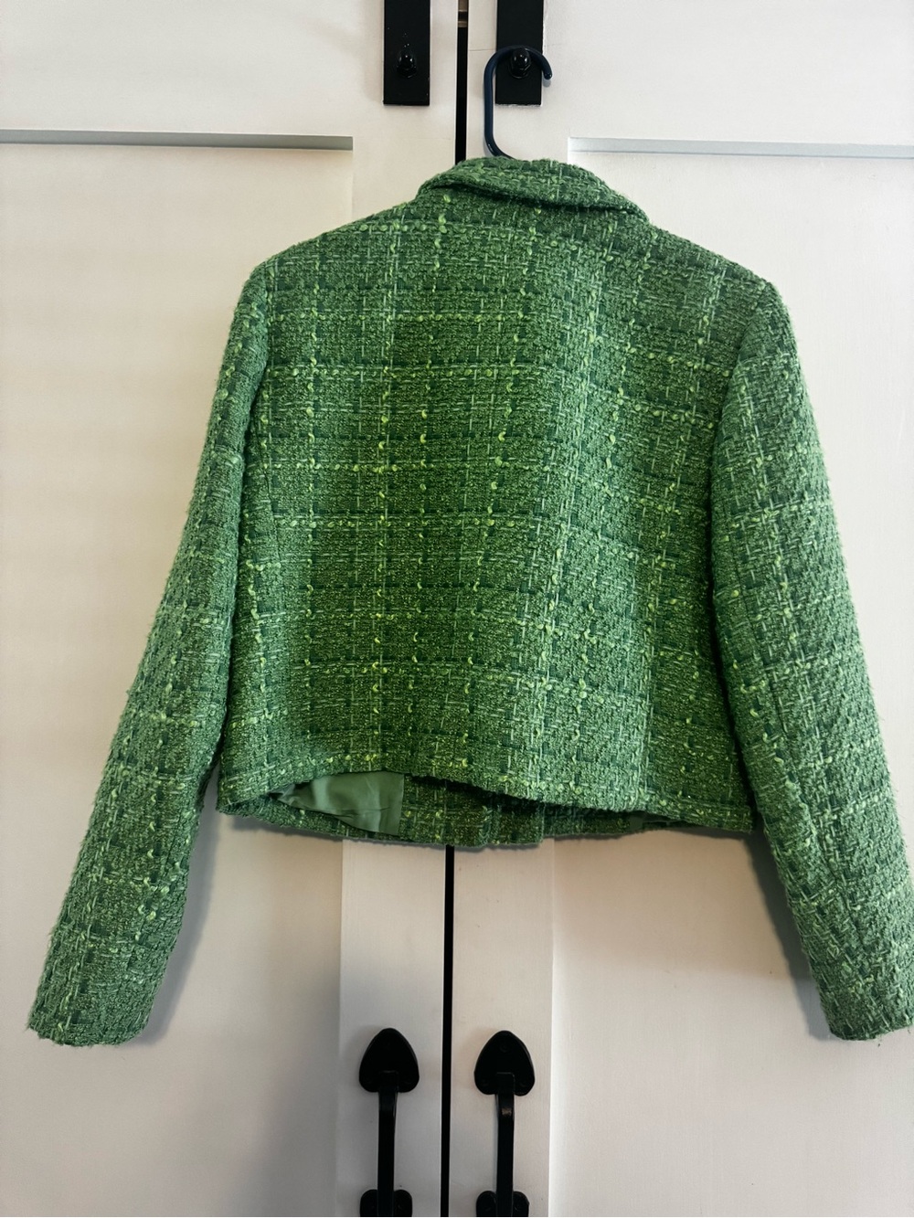 Nicole Miller Bright Green Tweed Cropped Blazer - Picture 3 of 4